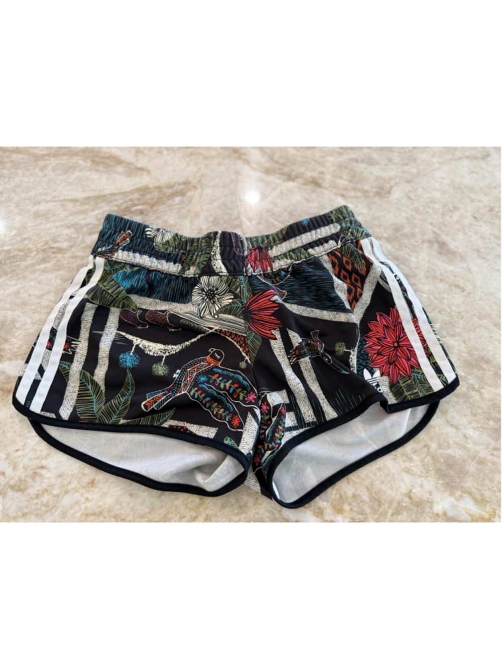 Farm Rio X Addidas XS Black Multi-color Floral Athletic Shorts